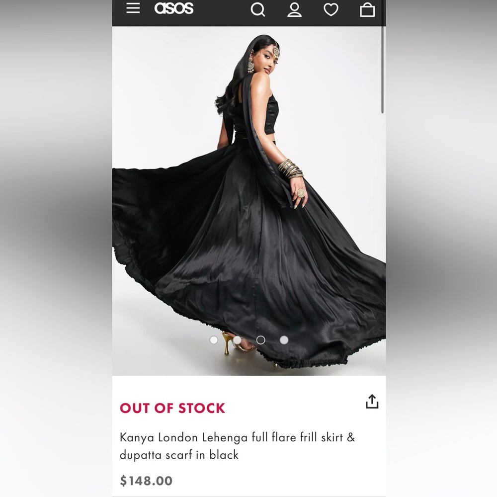 Sold out ASOS Kanya London lehenga full flare frill skirt and dupatta scarf.